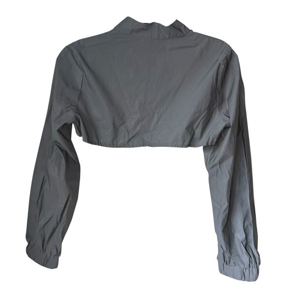 Gray Cropped Windbreaker Jacket Sz Small Reflective Fabric Bolero Style Festival - Picture 10 of 15